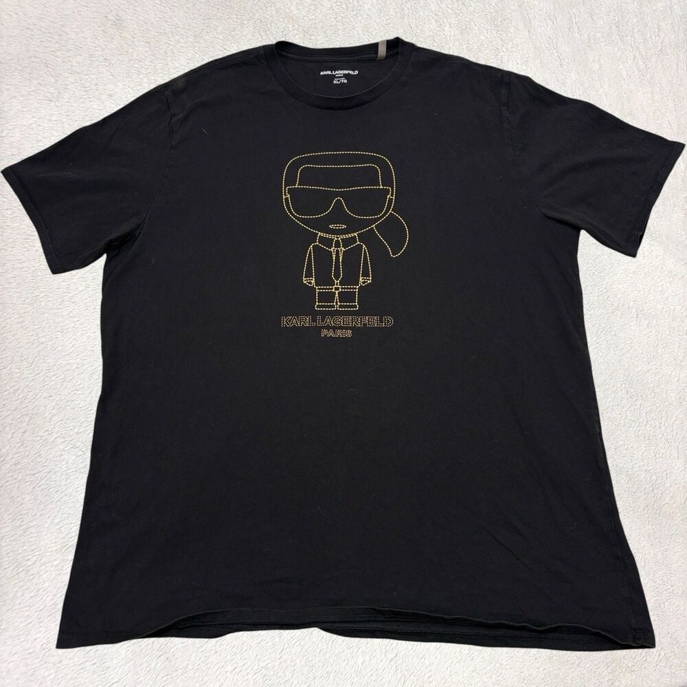 Karl Lagerfeld Paris Men's Black Graphic T-Shirt Size XL Made In Peru